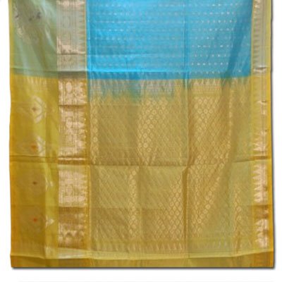 "Ananda blue color Venkatagiri cotton Silk ( seico) Saree -HSNM-60 - Click here to View more details about this Product